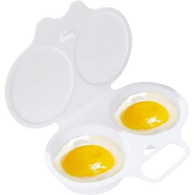 Cuiseur à œufs double compartiment en plastique de qualité alimentaire Boîte à œufs vapeur Cuiseur à œufs micro-ondes Ustensiles de cuisine