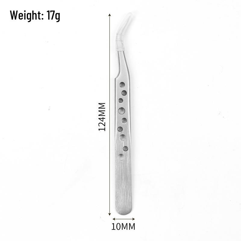 High-Grade Nine-Hole Stainless Steel Jewelry Tweezers: Bent & Straight, Long Thin Tip for Gems, Nails, and Eyebrows