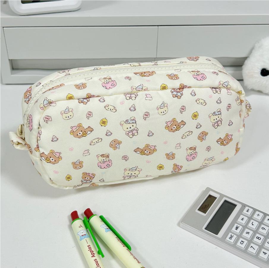 Korean Style Solid Color Cute Square Pencil Case - Large Capacity for Students