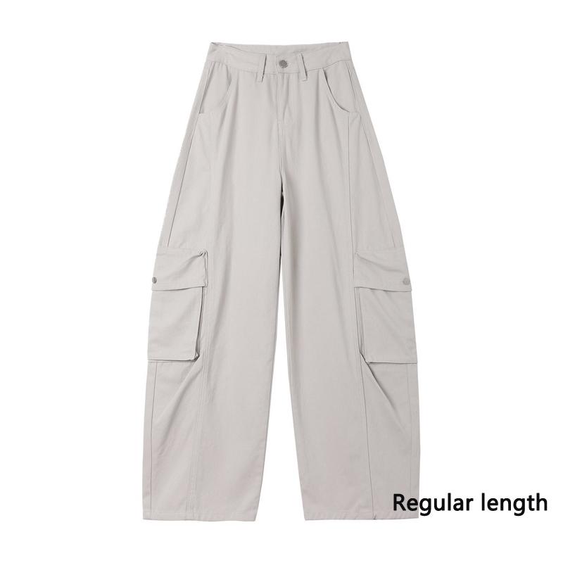 Spring Summer Paris Gray Cool Street Cargo Relaxed Hide Fat Saber Cut Wide Leg Trendy Denim Pants Women Casual Pants Oversize Denim Trousers