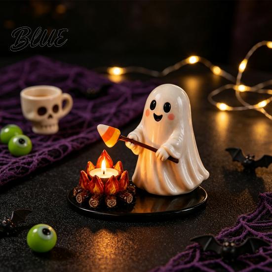 Decorative Tealight Holder for Wedding Halloween Campfire Holder Mummy Ghost Scarecrow Resin Festive Gift Season Candle Stand Desk Fall Harvest