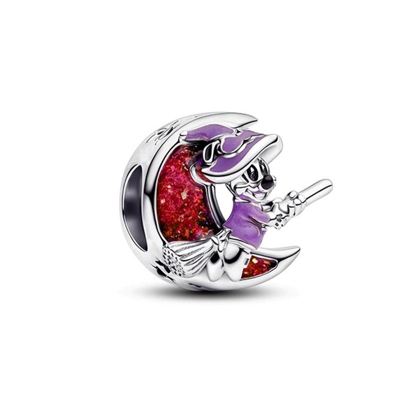 Disney Mickey Minnie Friends Dangle Charm Beads European Silver Bracelet Necklace DIY Jewelry Gift for Kids