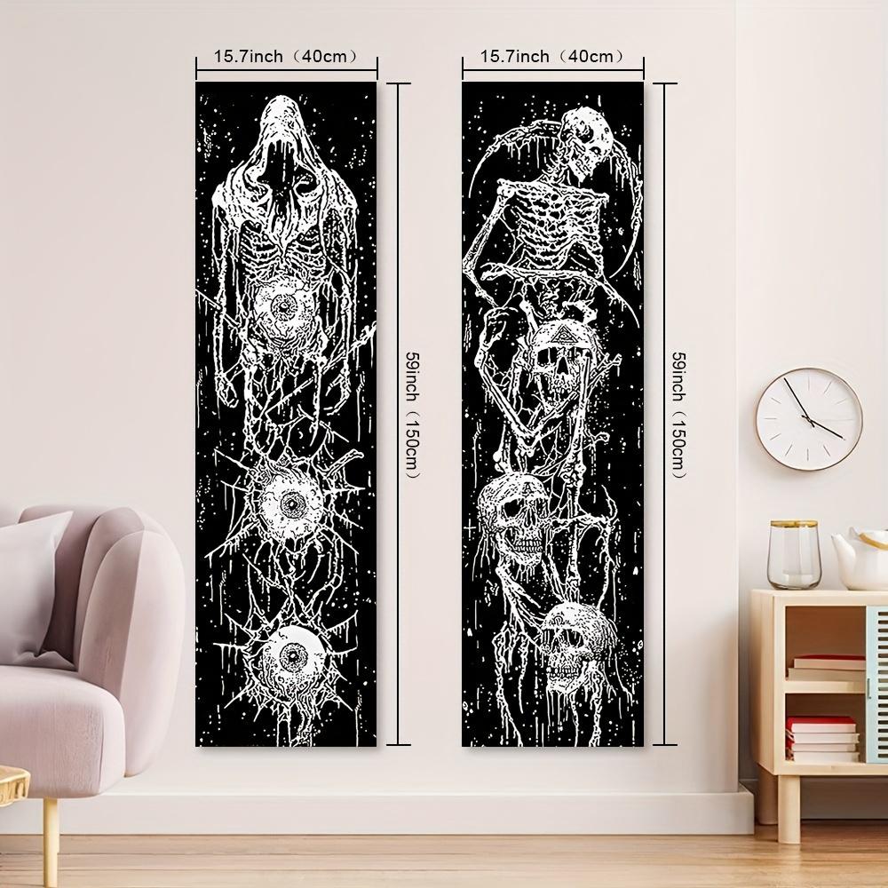 2 Stück/Set Skelett Wandteppich, Polyester Wandteppich, Wandbehang für Wohnzimmer Schlafzimmer Büro, Heimdekoration Raumdekoration Partydekoration,