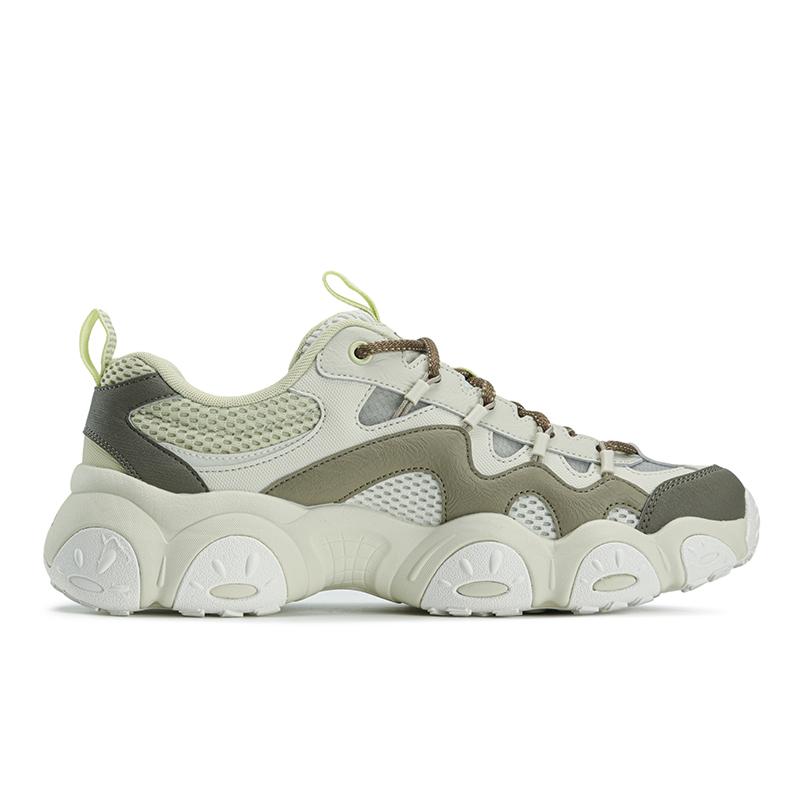 FILA FLUID 7 Abrasion Resistant Lightweight Breathable Low top Chunky Sneakers Men's Light Gray Yellow/Asparagus White F12M632103FBA