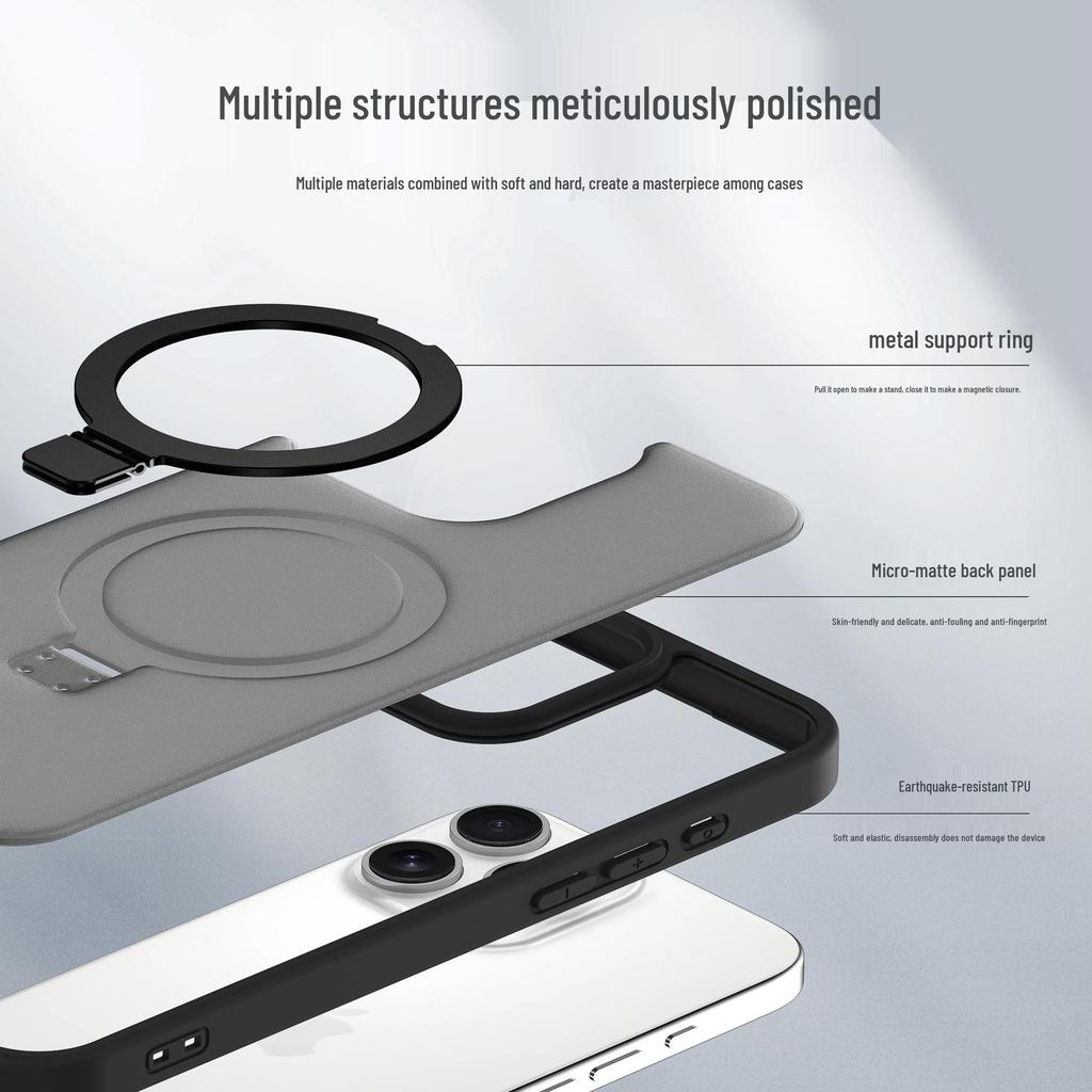 Silicone Magnetic Stand Case for Apple iPhone 17 Pro Max, 16 Pro, 15 Plus, 14 - Skin-Feel Protection