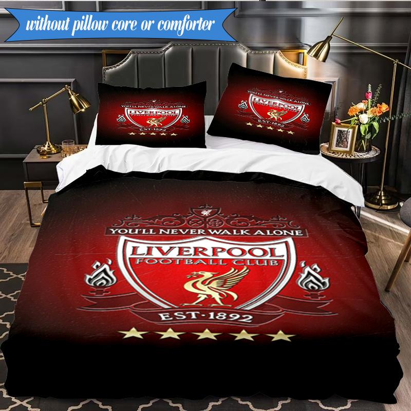 Liverpool Football Club 3 Pezzi Biancheria da Letto, Include 1 Federa per Piumone e 2 Federe Perfetta per Natale, Ideale per Camera da Letto, Dormitorio