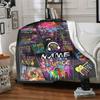 Music Skeletons Colorful Bubbles Candles Headphones Flannel Four Seasons Blanket Customized With Your Name Lightweight And Warm Perfect Gift For Home