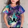 Summer New Casual and Comfortable Animal Print Girls Round Neck Short Sleeve T-shirt