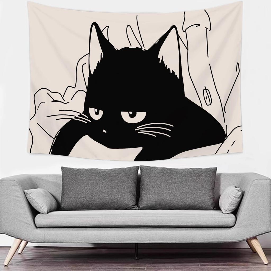 Cat Art Ins Style Decorative Tapestry Bedroom Bedside Wall Hanging Live Broadcast Backdrop Dormitory Renovation Wall Cloth