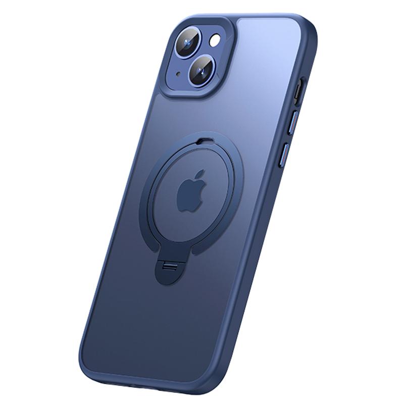 For iPhone 15 Case Dual Magnet Rings TPU+PC Phone Back Cover Kickstand Shell Compatible with MagSafe