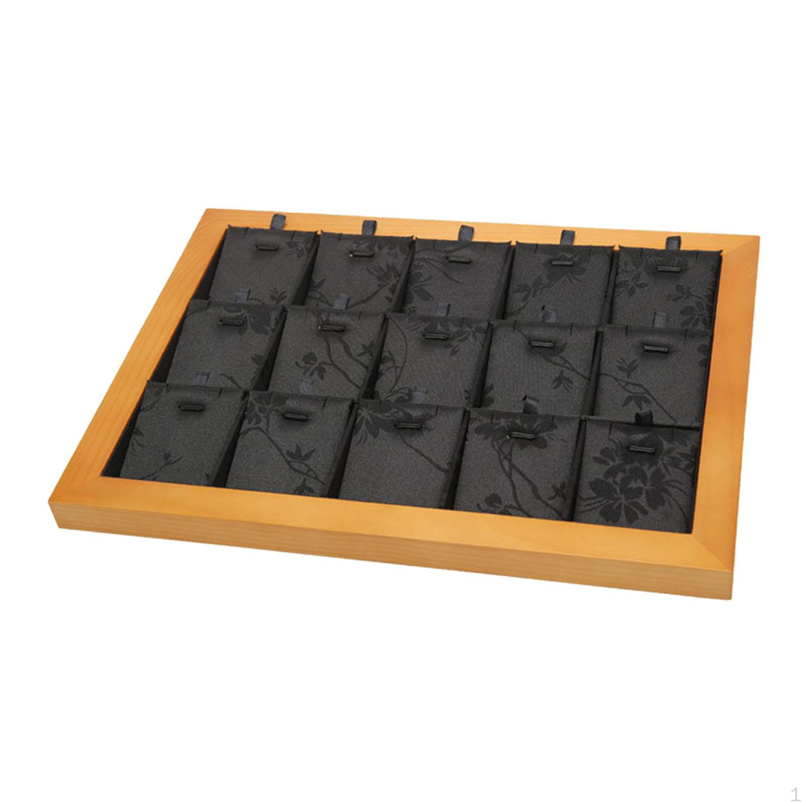 

15 сіток піднос із підвісками для ювелірних виробів для жінок, мами, дружини, дерев’яної скриньки з сережками чорний