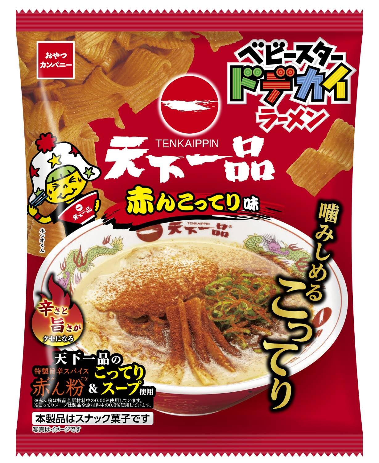 

Oyatsu Company Baby Star Huge Tenkaippin 60g x 12 bags Ramen, Aka-Kotteri Flavor,