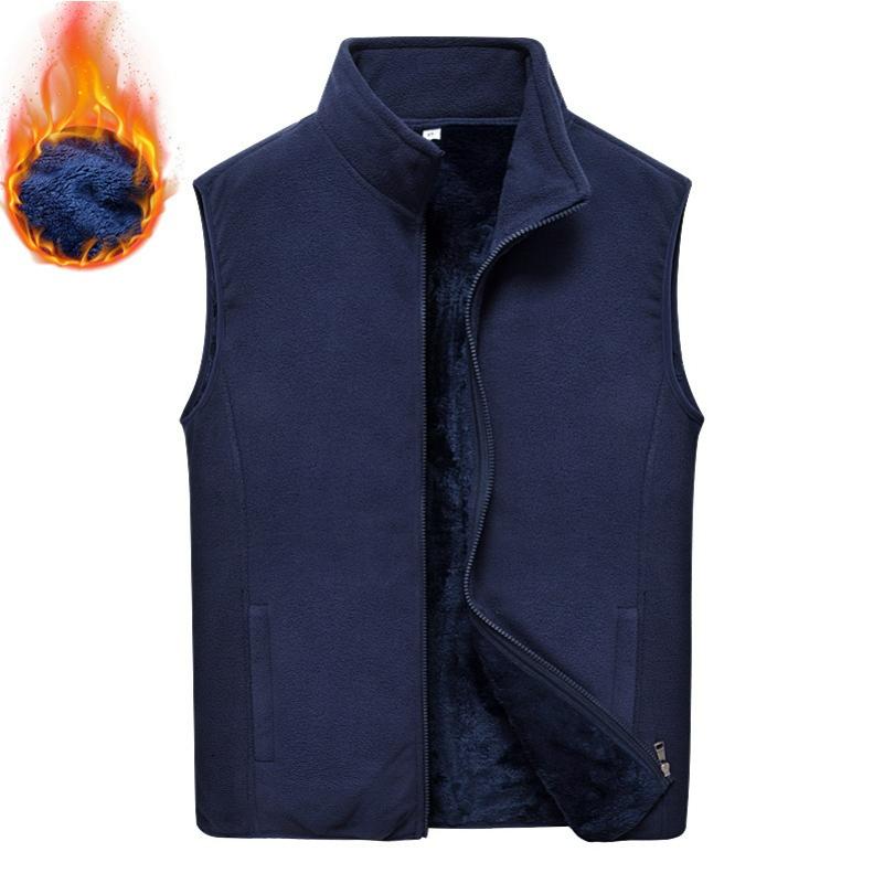 Autumn and Winter Polar Fleece Vest Men's Windproof and Warm Plus Velvet Thickened Vest Jacket Large Size Stand-up Collar Fashion Casual