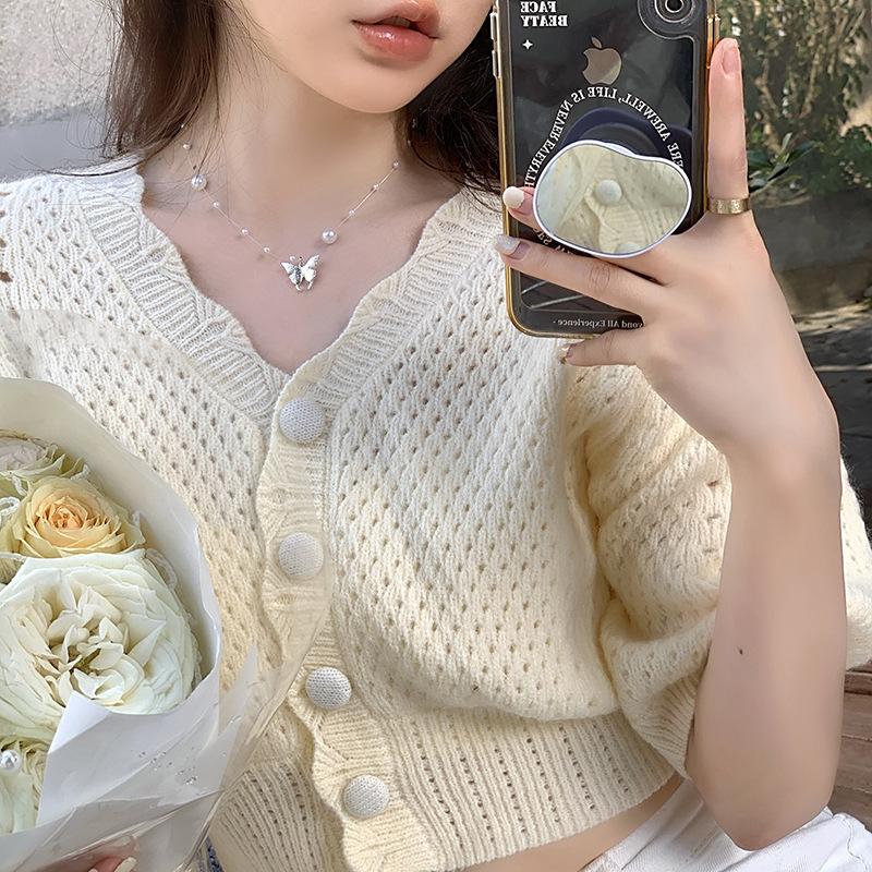 Pearl butterfly necklace women s light luxury collarbone chain neck chain choker