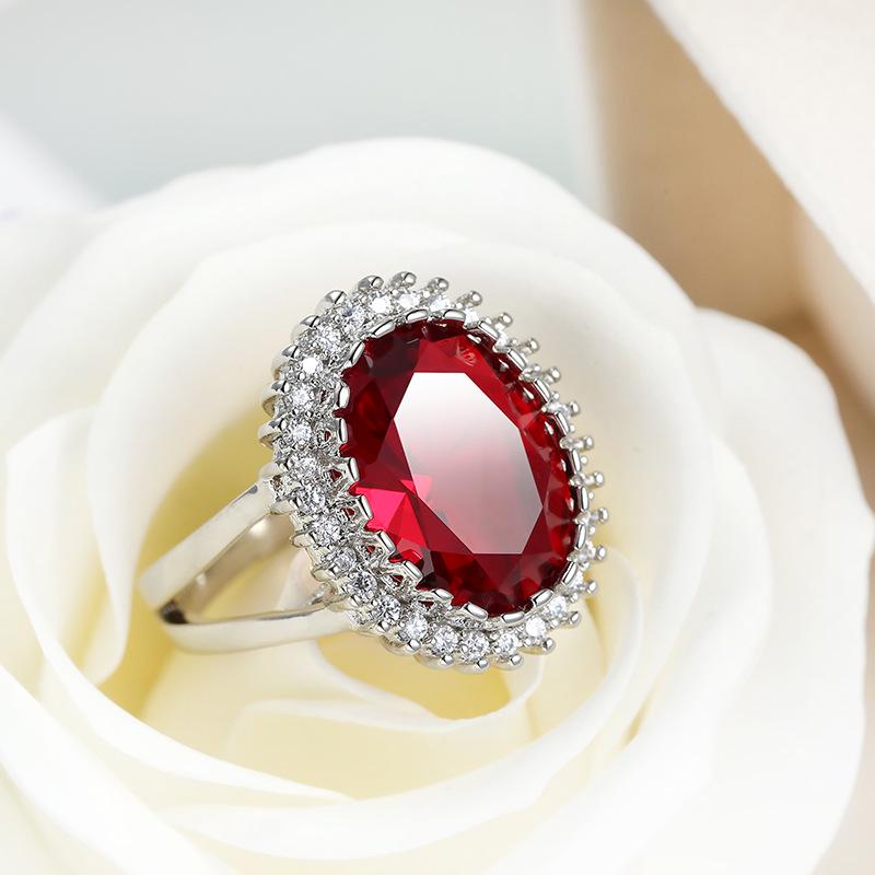European & American Fashion Party Wedding Jewelry: Large Oval Zircon Ring for Women