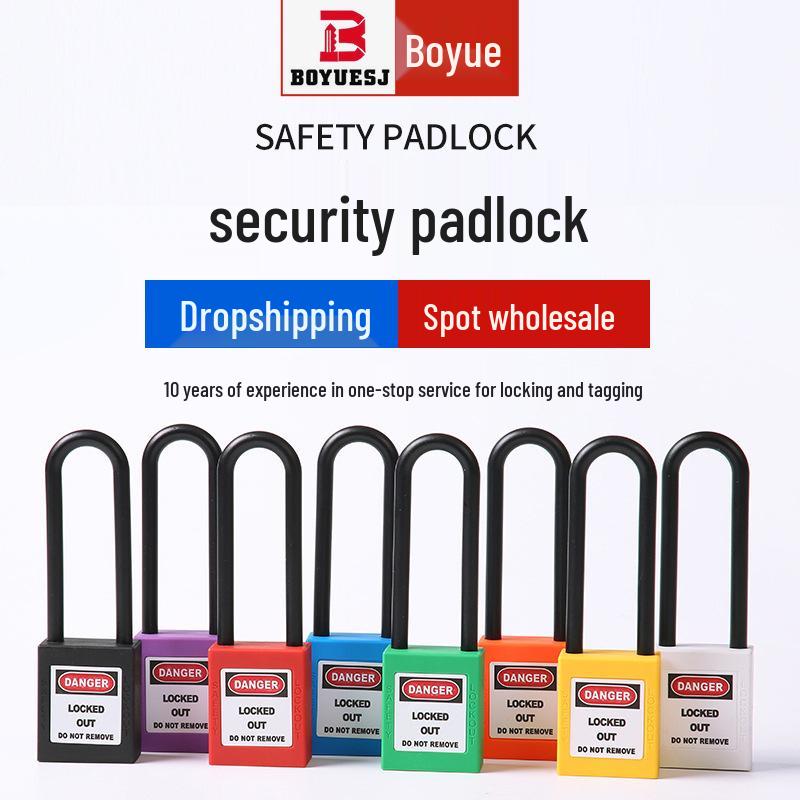 Industrial Energy Isolation Safety Padlock with Long Beam and Insulation, Lockable Tag, LOTO Compliant.