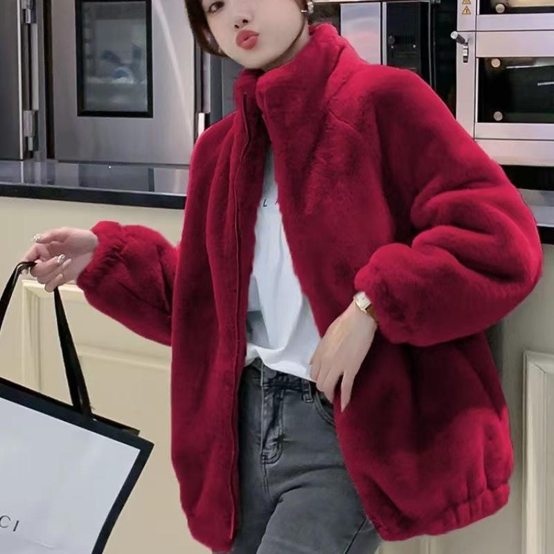 Jesień Nowe Plus Size Ciepłe Polarowe Kurtki Damskie Zimowe Dwustronne Wysokie Kołnierze Damskie Płaszcze Swobodny Zamek Błyskawiczny Pluszowa Aksamitna Kurtka Damskie Płaszcze Topy 25202