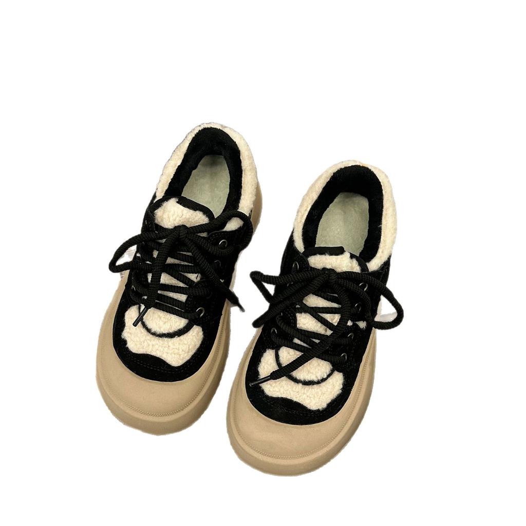 2025 New Winter New Product Indoor and Outdoor Wear Ugly Cute Straps Simple Women's Cotton Shoes All-inclusive Warm Plush Thick Sole