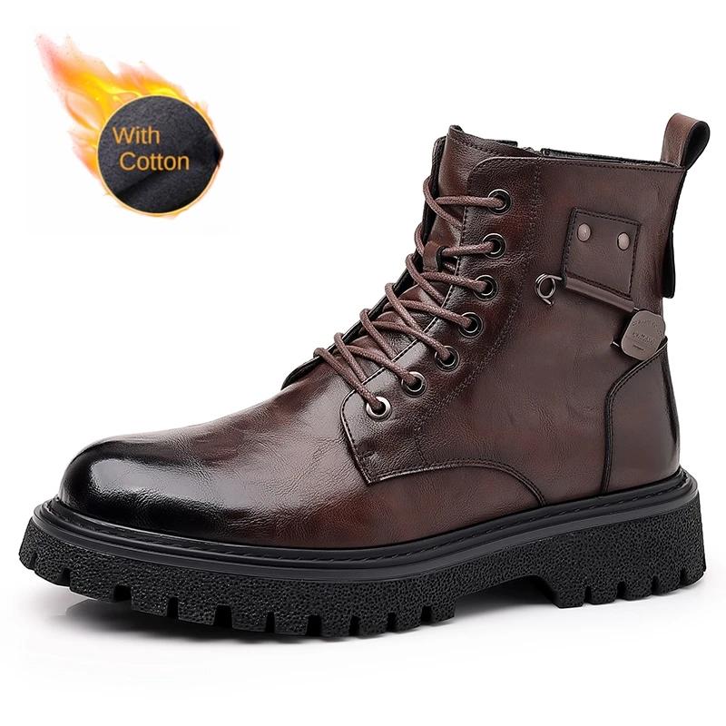 Fashion Italian Ankle Boots Winter Work Boots Men's Business Boots Wear-resistant Soles Men's Casual Boots Cold Resistant Cotton Boots