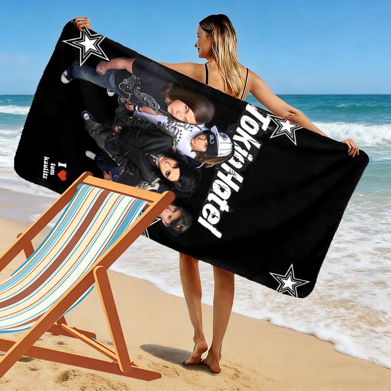 Tokio Hotel Print Strandtuch, Großes Weiches Schnelltrocknendes Handtuch für Strand Camping Schwimmen