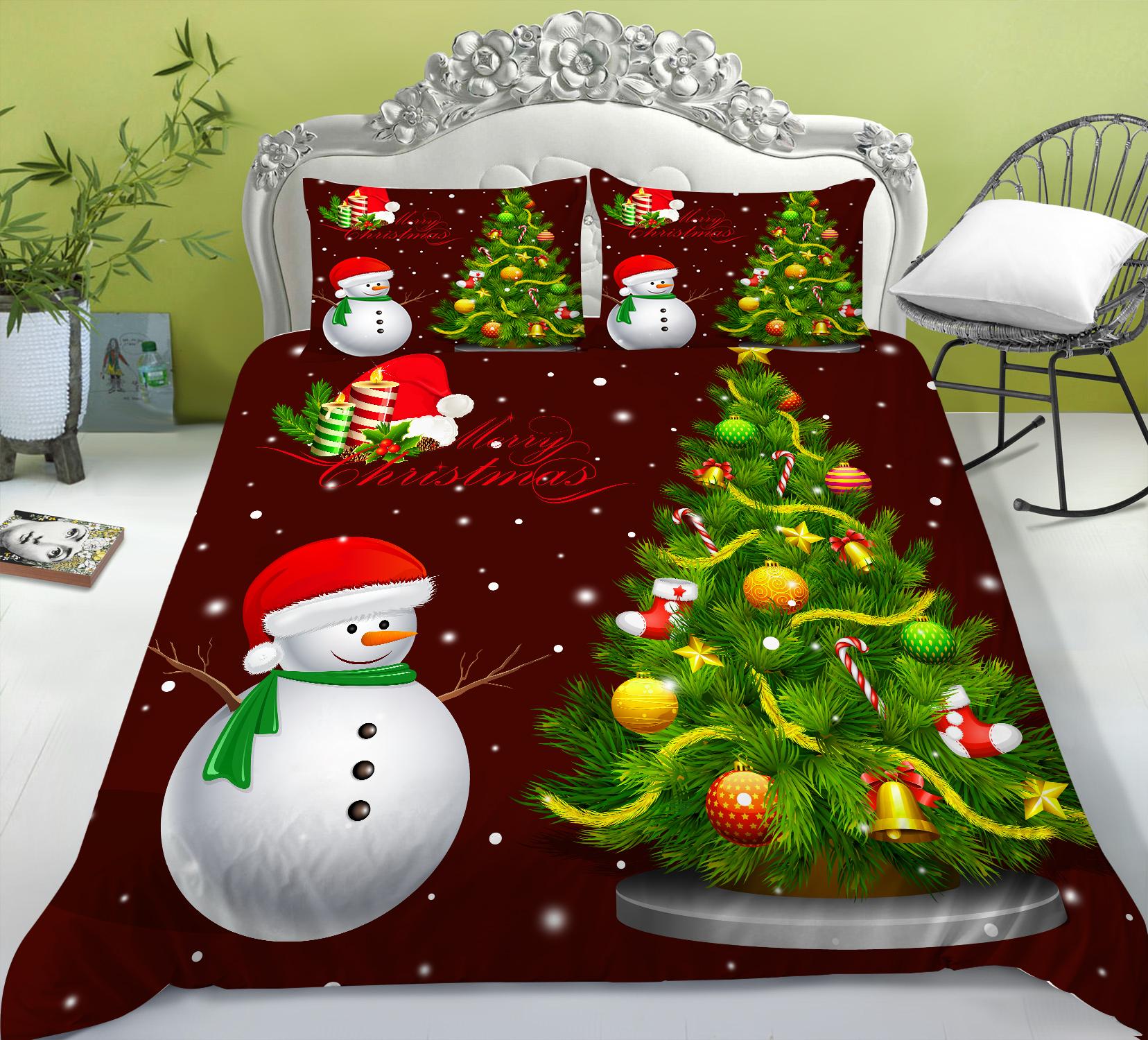 

Рождественский комплект постельного белья Санта-Клаус, пододеяльник, наволочка, постельное белье, AU/EU/US, полный размер, односпальная/двуспальная кровать, украшение для дома Baby 100x135cm