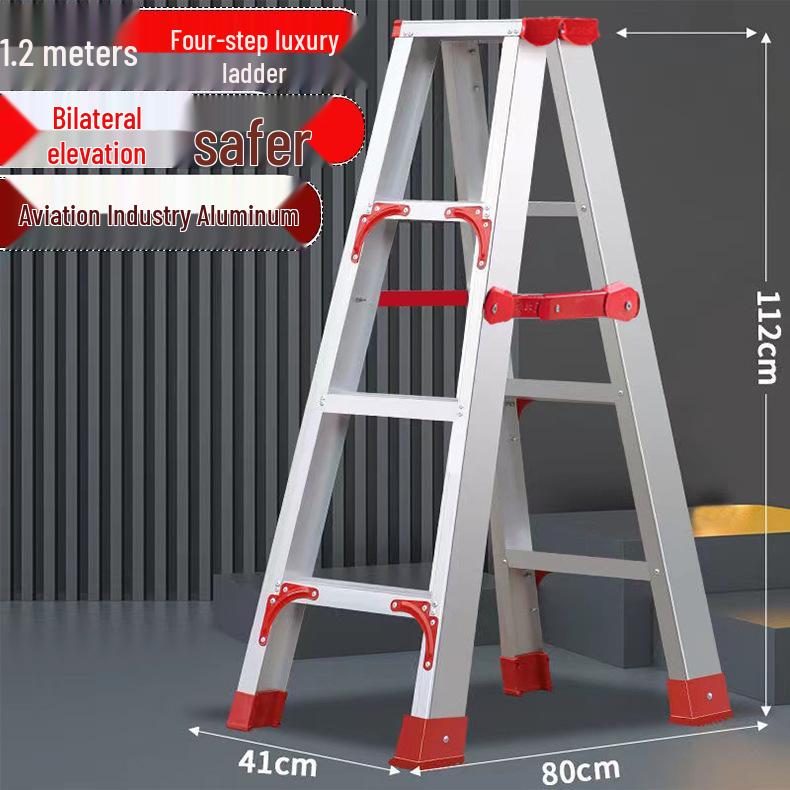 Extra Thick Aluminum Alloy Folding Herringbone Ladder for Home and Engineering Use