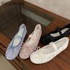 Fashion SUOJIALUN 2025 Spring New Brand Women Flat Shoes Fashion Lace Ladies Elegant Ballerina Shoes Round Toe Soft Flat Single Shoes