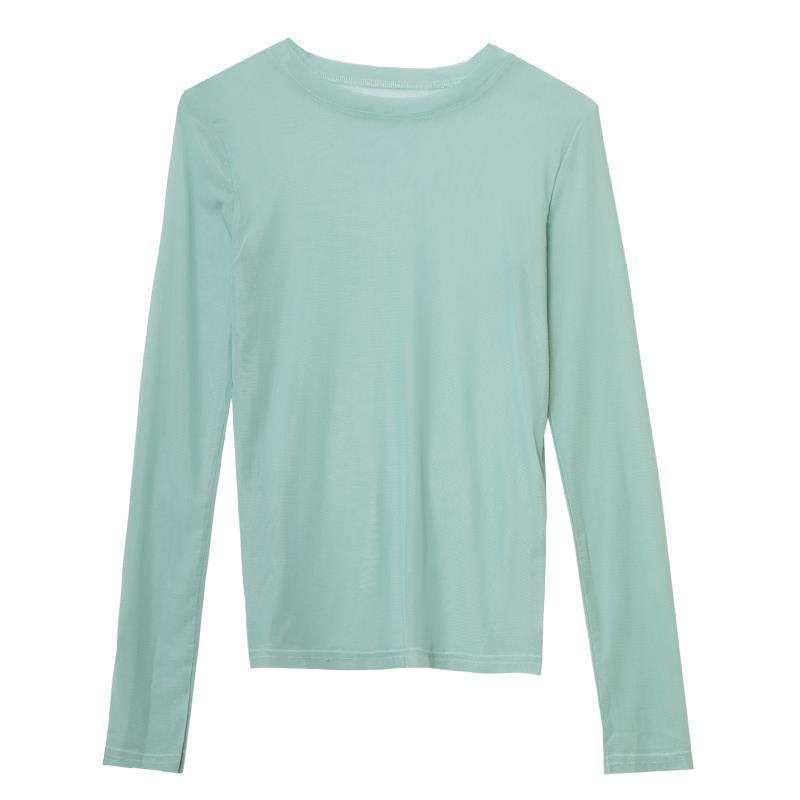 Hyuna Style Women's Mesh Long Sleeve Sun Protection Shirt, 2023 Summer Ice Silk Base Layer T-Shirt