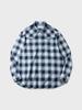 ATELIER DELDIO Indigo Dried Cotton Check Western Shirt (Indigo Blue)
