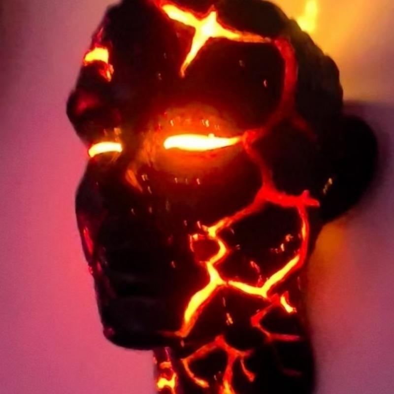 Cracked Soul Wall Light Home Decor Resin Crafts Wall Lamp Halloween Decorations Night Light Using Batteries