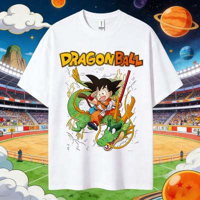 2026 Summer Dragon Ball Oversized T-shirt High Quality 100% Cotton Kid Goku & Shenron Print Unisex Retro Casual  Adults Kids