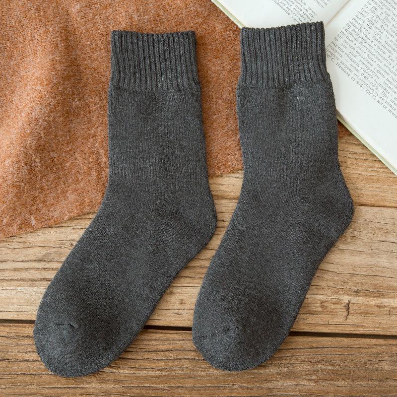 Terry Plus Velvet Women's Thick Mid-Calf Towel Socks - Warm Autumn/Winter Knee-Highs for Teens