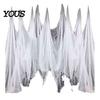 Reusable Halloween Party Decor Gauze Fabric, White/Black Creepy Cloth for Spooky Drapey Scrim Porches Decks Haunted House Decorations, Indoor Outdoor