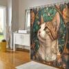 Art Nouveau Cat Portrait Waterproof Shower Curtain For Modern Bathroom Decor, Stylish And Durable, Perfect For Home Use