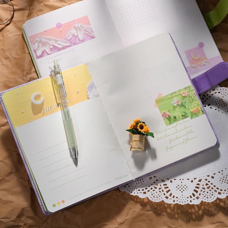 Handcrafted Magnetic Buckle Oil Painting Notebook - Creative & Stylish Diary for Girls