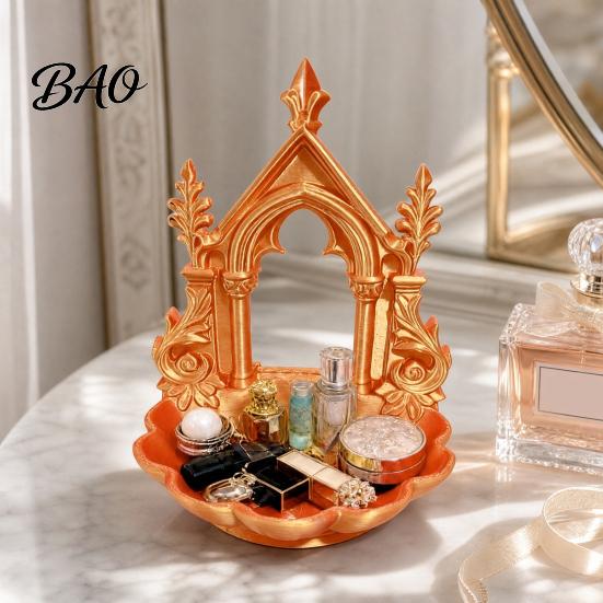 Hairpin Organizer Tray Jewelry Storage Tray, with Gothic Arch Pearlescent Design, Small Perfume And Lipstick Themed Organizer, for Rings Earrings