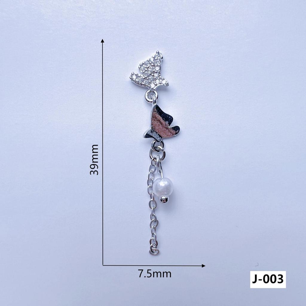 Flat-Bottom Tassel Chain Nail Art with Copper-Inlaid Zircon