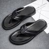 Fashion Men Genuine Leather Slippers Summer New Arrival Man Flip Flops Fashion Pinch Feet High Quality Male Beach Shoes Outdoor Footwear