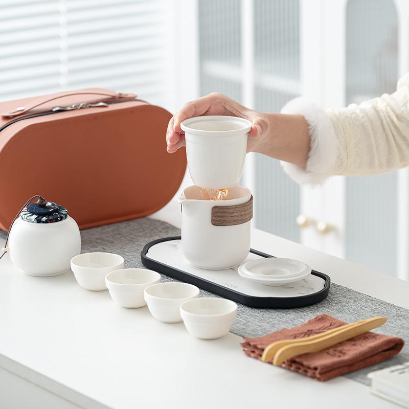 Kung Fu Tee-Set Auto Schnell Gast Tasse Reise Geschäftsreise Geschäft Camping Tragbares Keramik-Set