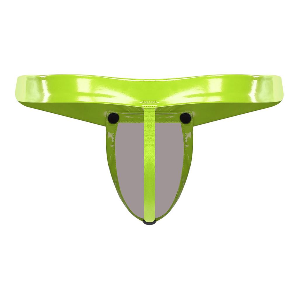 Pánské PU 2 v 1 Jockstrap Tanga O-kroužek Odnímatelný kryt rozkroku T-zadní kalhotky