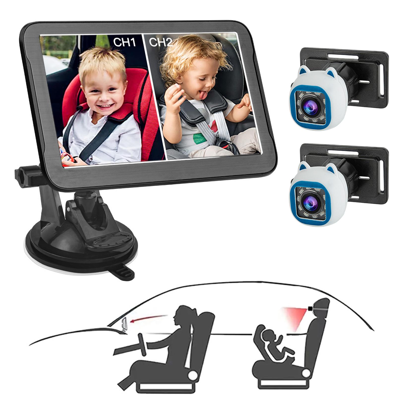 Baby Car Camera, 7 Inch 1080P Dual Channel Baby Monitor with 150 degrees  Wide Viewing Angle and IR Night  , for Rear Seat