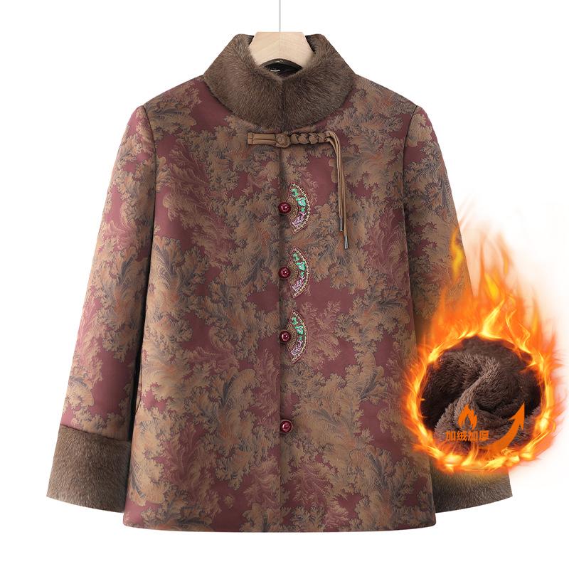 

Women s Thickened Velvet Cotton Jacket for Middle-aged & Elderly - Warm Winter Coat 5XL (145-160 jin)