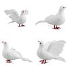 White Lifelike Artificial Bird Figurine Realistic Feathered Fake Peace Birds Ornaments for Christmas