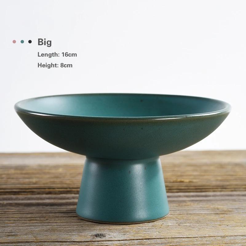 Living Room Household Snacks Tribute Plate Bowl Light Luxury Tea Table Blue and White Ceramic High Foot Tea Tray Fruit Plate