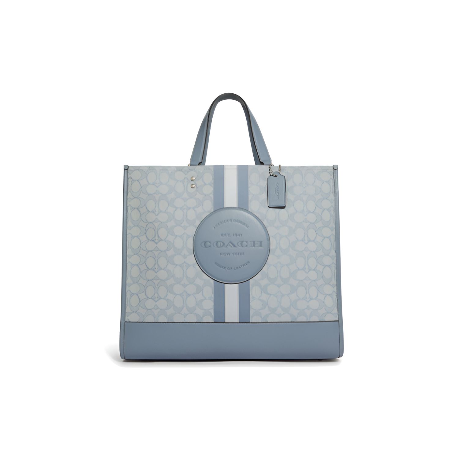 

Coach Dempsey 40 Vertical Signature Jacquard Pebble Leather Tote Bag Women Tote Bags Morandi C8418-SVTUZ Basic Set (Bag+Dust Bag)