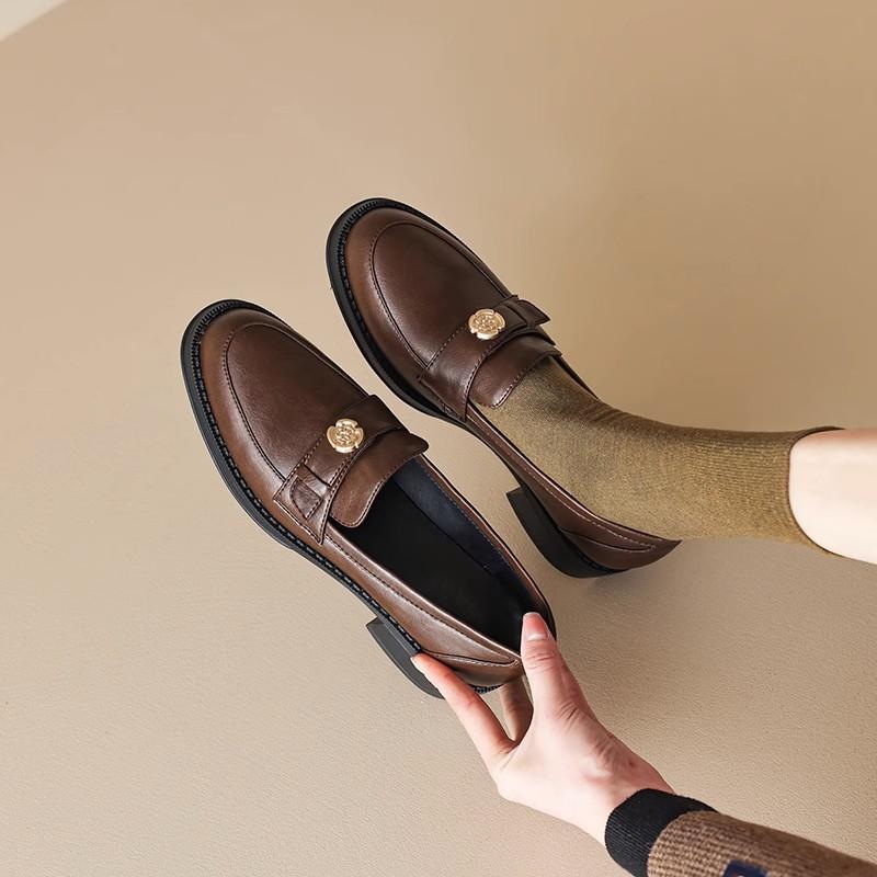 

Руодан, левый берег Парижа~! Британские туфли-лоферы с пряжкой на массивном каблуке, женские туфли из лакированной кожи, черные туфли-лодочки 39 коричневый