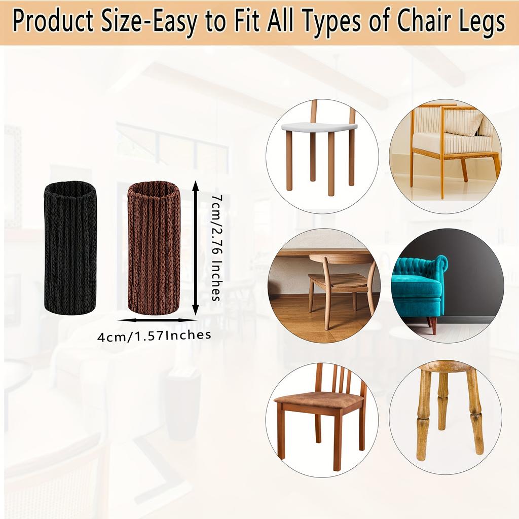 Chair Leg Socks/Protective Covers, Elastic Knit, Noise-Reducing, Anti-Scratch, Universal (48 Pcs)