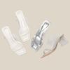 H368-2 Silver One-word Slippers with High Heels, Transparent Crystal and Summer Sandals, Solid Color Xiaoxiangfeng Shoes for Women