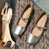 2386-54 Autumn New French Versatile Shallow Mouth Square Heel with Mary Jane Widened Large Size Shoes Women