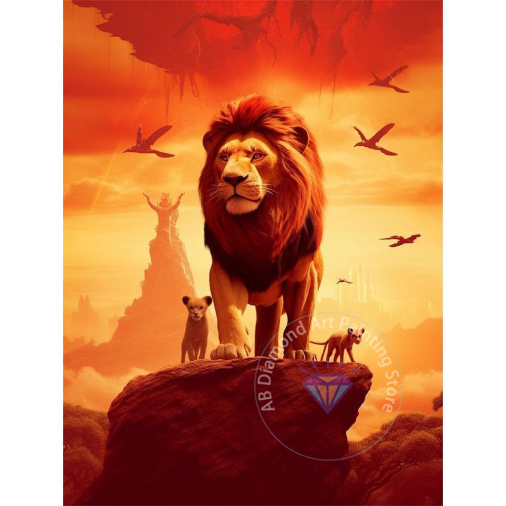 The Lion King Diamond Painting Set 5D DIY Diamond Cross Embroidery Handmade Art Adult and Children's Gifts Home Decoration